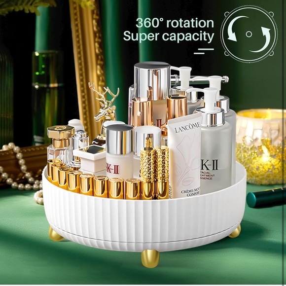 360 Rotating Storage, 11.02 inches , Cosmetics,Perfume Organizer Bathroom White - Picture 4 of 6